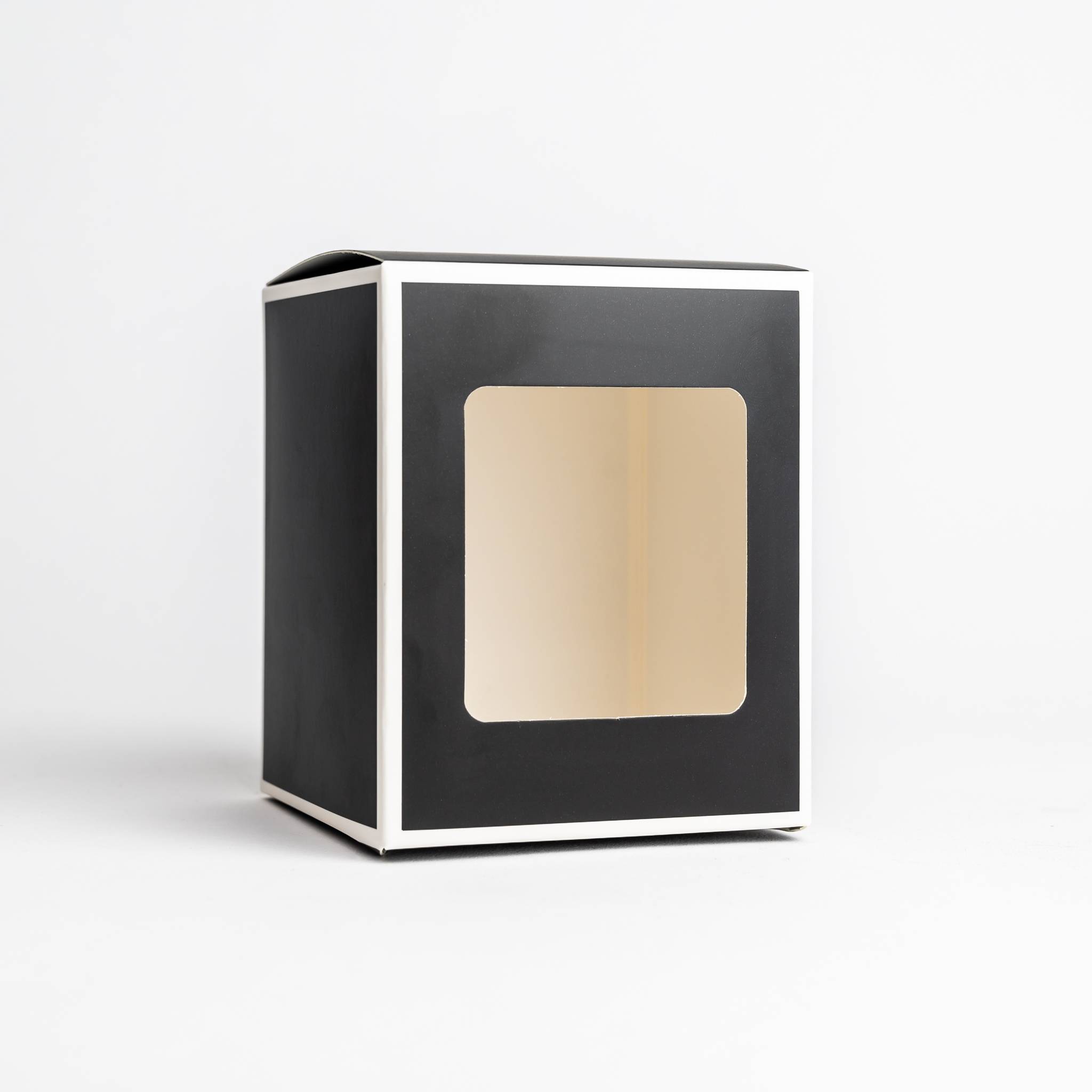11201 30cl Black Candle Box With White Rim & Window - Bag of 6