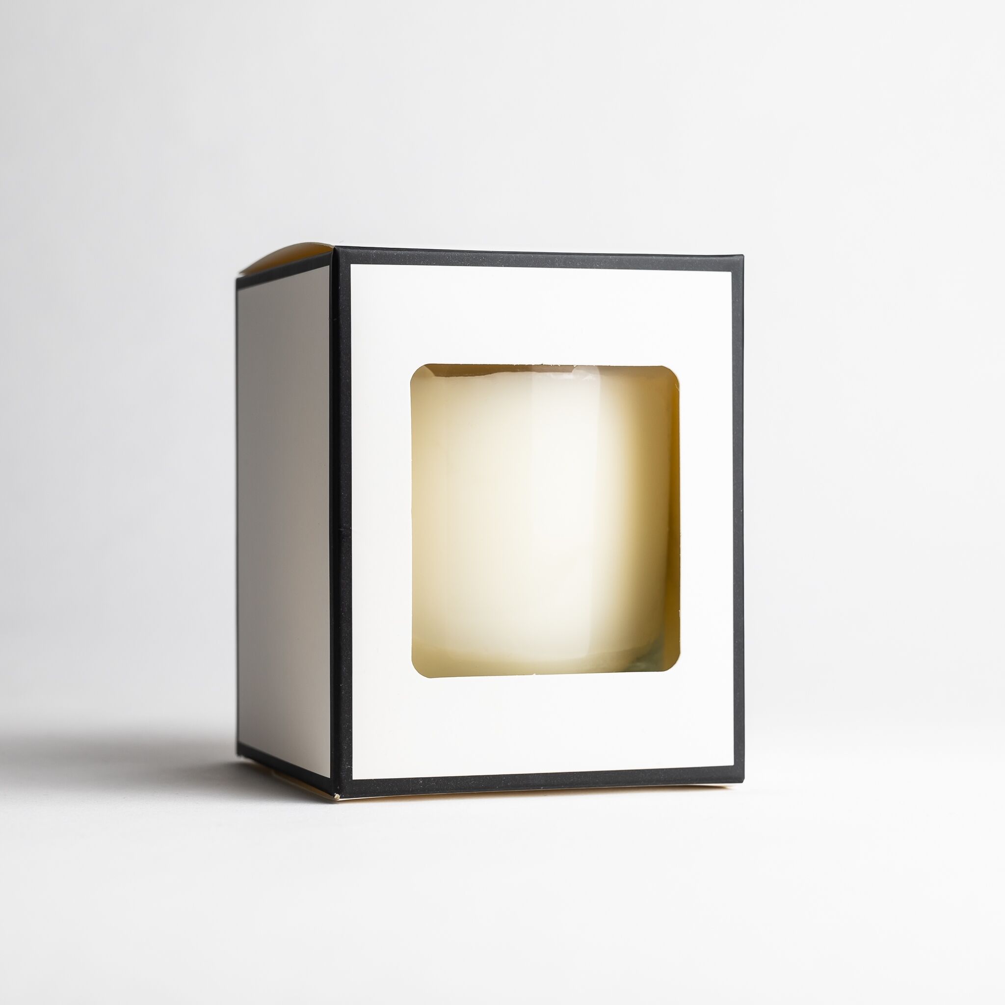 2898 30cl White Candle Box With Black Rim & Window