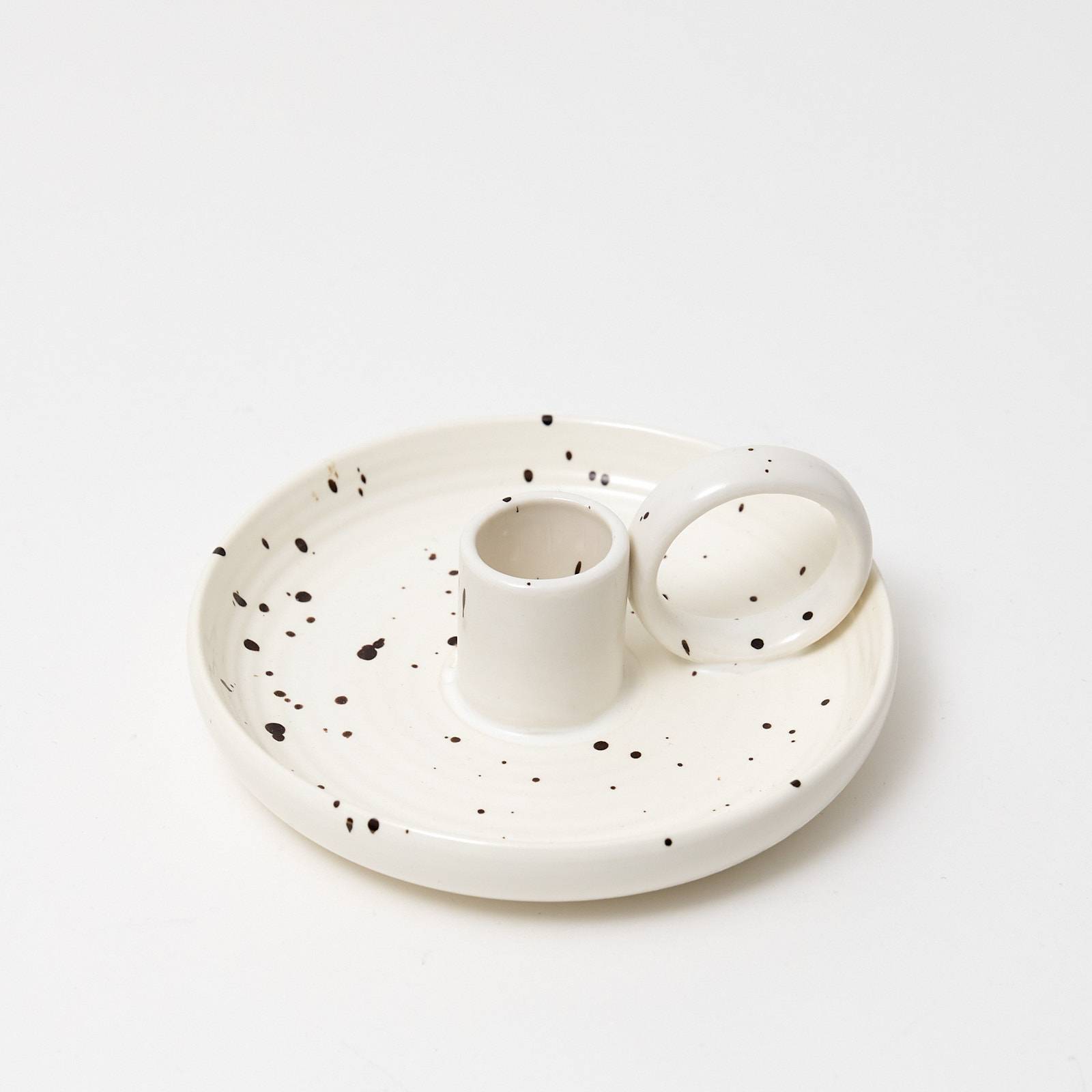 12316 Ceramic Single Candle Holder - Speckled