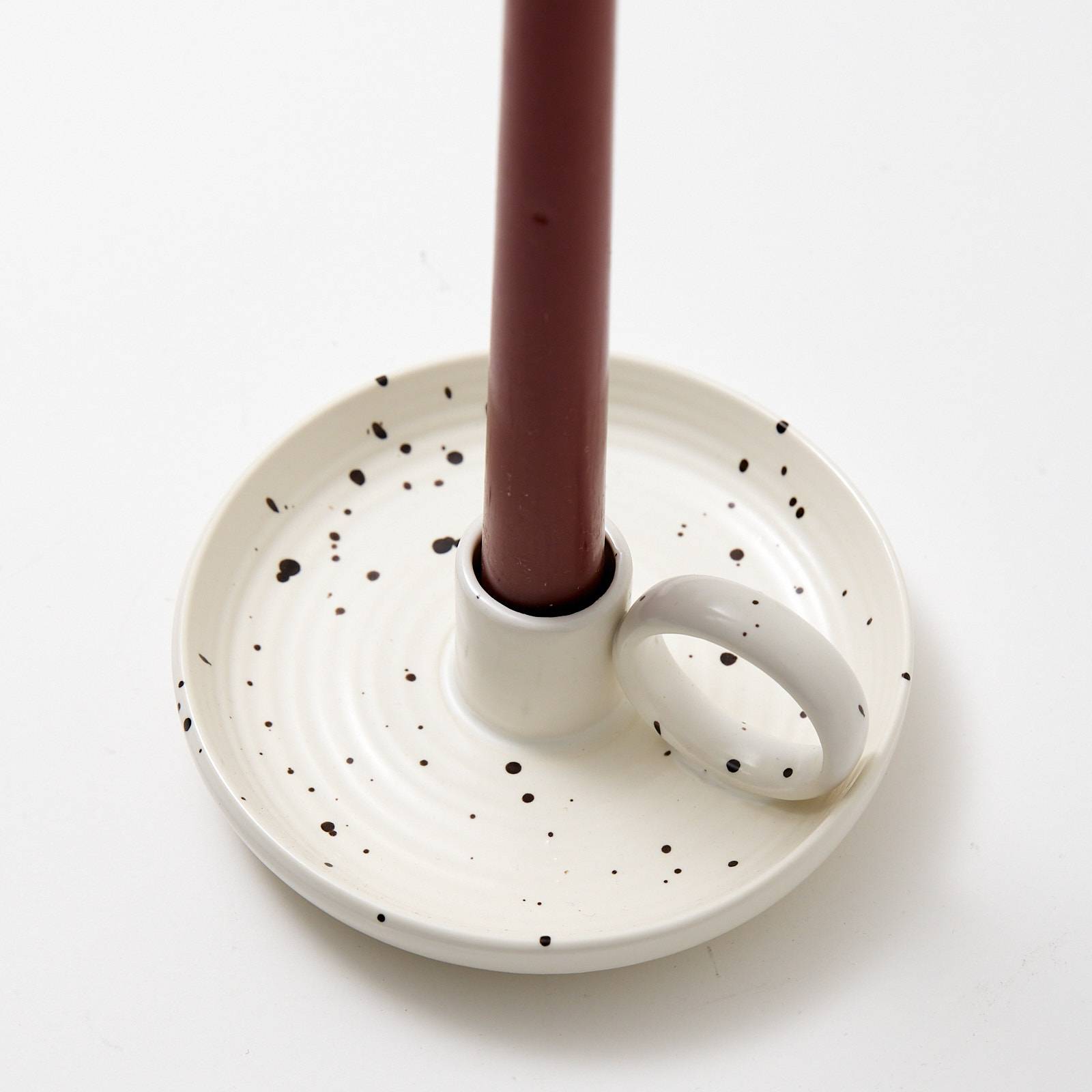 12317 Ceramic Single Candle Holder - Speckled