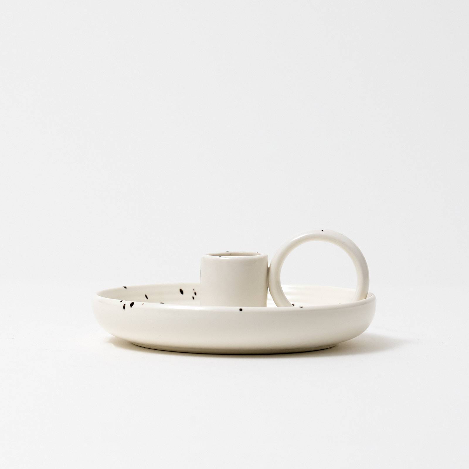 12320 Ceramic Single Candle Holder - Speckled